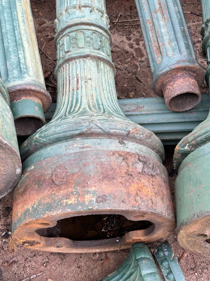 1 Винтажный рифленый NYC стальной уличный фонарь полюс лампа 9' высотой оригинал, может доставить - Изображение 3 из 4