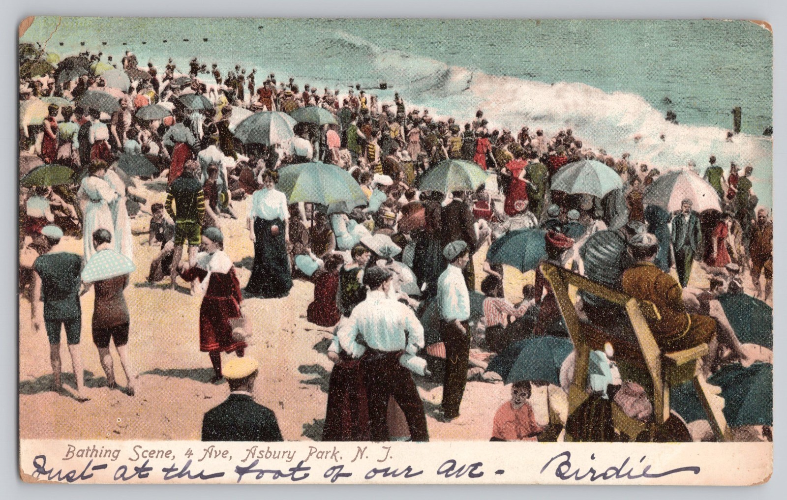Asbury Park NJ New Jersey Beach Scene 1906 Antique Postcard