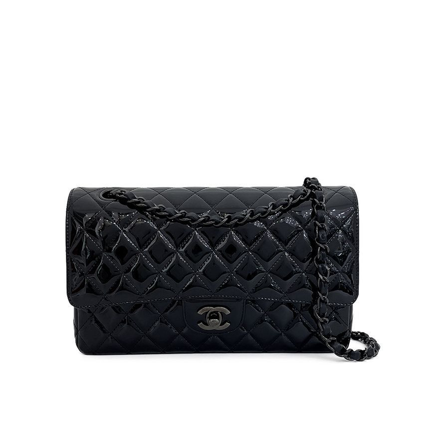 CHANEL Classic Medium Black Monochrome Patent Bag 4ET1243 | eBay CHANEL Classic Medium Black Monochrome Patent Bag 4ET1243 | eBay