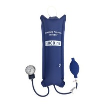 Reusable Pressure Infusion Bag,Double Tubes with Metal Aneroid Gauge, Blue Nylon