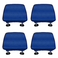 Set of 4 Car Seat Head Rest Cover, Protective Fabric Design Cover Solid Blue