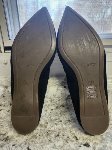 JCrew Lottie Tassel Flats in Suede Black ballet shoes Womens Size 8 - Picture 6 of 6