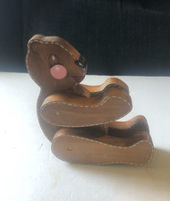 Vintage Wooden Jointed Teddy Bear With Movable Limbs Painted Face  Features