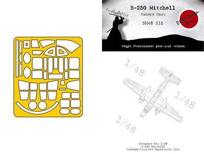 Dead Design 1/48 B-25G MITCHELL CANOPY PAINT MASK Academy/Accurate Miniatures