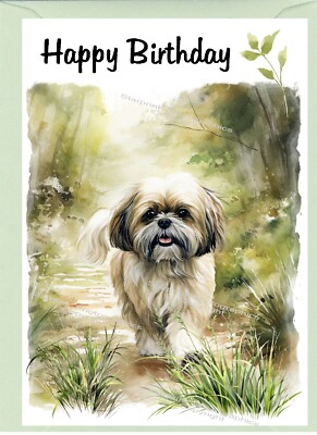 Geburtstagskarte Shih Tzu Hund (4''x 6'') - innen leer - von Starprint