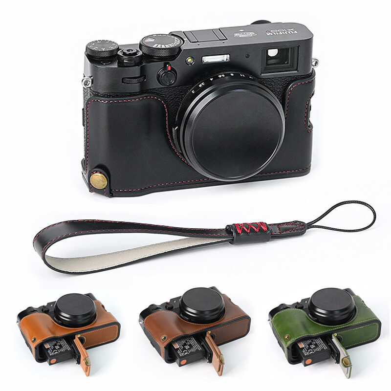 Leather Half Case for FUJI X100V FUJIFILM Camera Grip With Strap