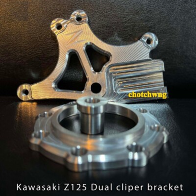 Dual Caliper Bracket Kawasaki Z125 Silver Stunt Parts Motorcycle