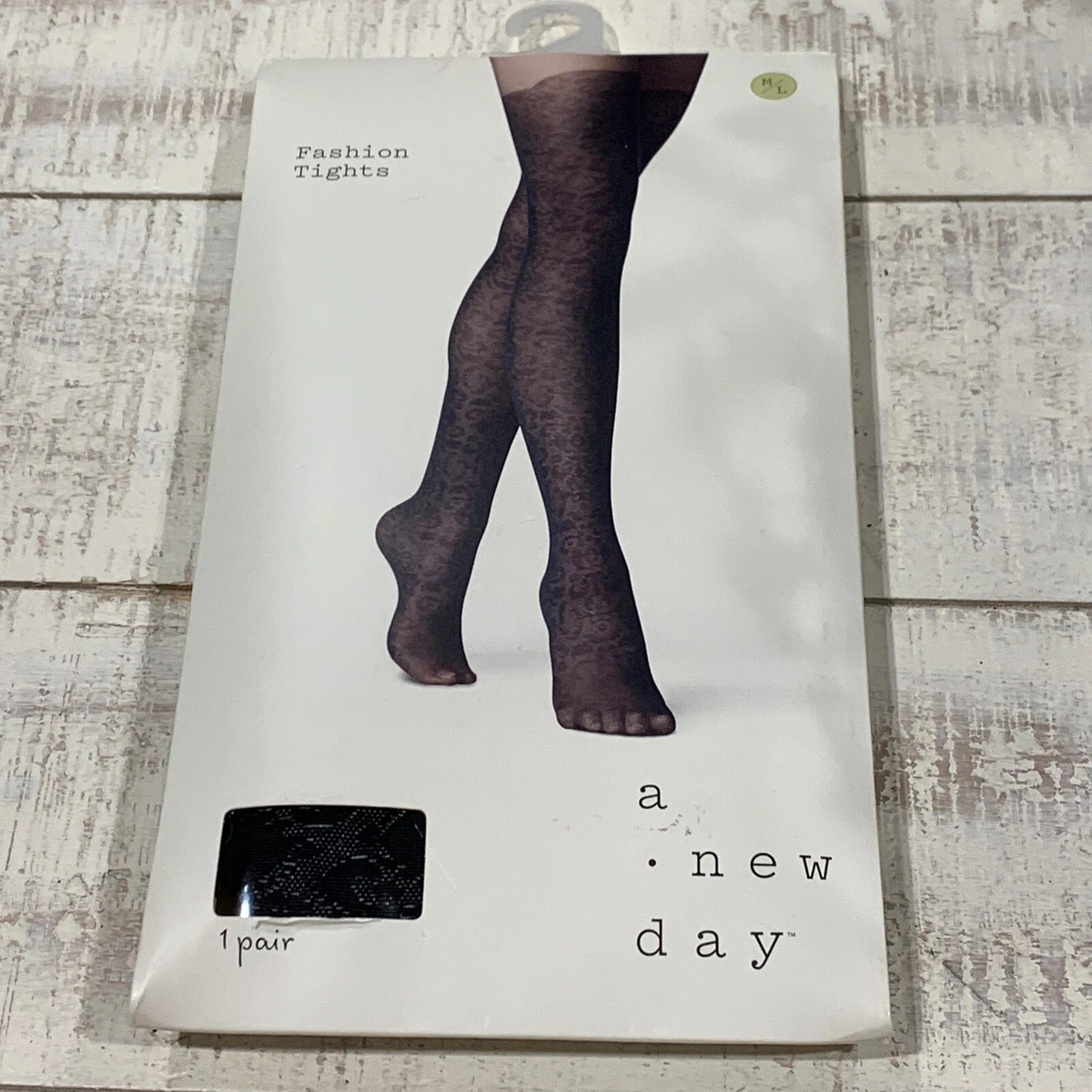 A New Day Womens Fashion Tights Color Ebony/WXM1 Hosiery Stockings, M/L