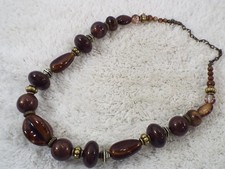 Brown Ceramic Acrylic Bead Necklace C69