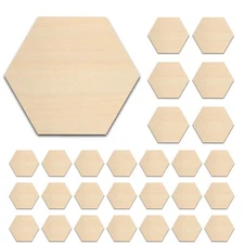 Hexagon Bulk Unfinished Wood Cutout Shape 1/2"-4" 25, 50, 100 Qty 1/8" Hobby