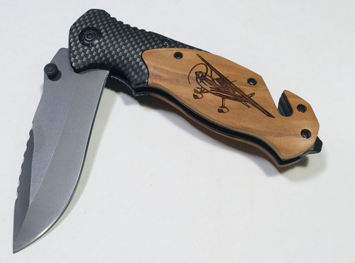Coltello da taschino pieghevole fatto a mano aereo Cessna inciso 8" lama design personalizzato - Foto 8 di 9