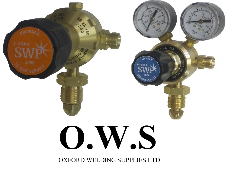 OWS50 Pair of OXYGEN and PROPANE Single Stage Regulators for Gas Cylinders