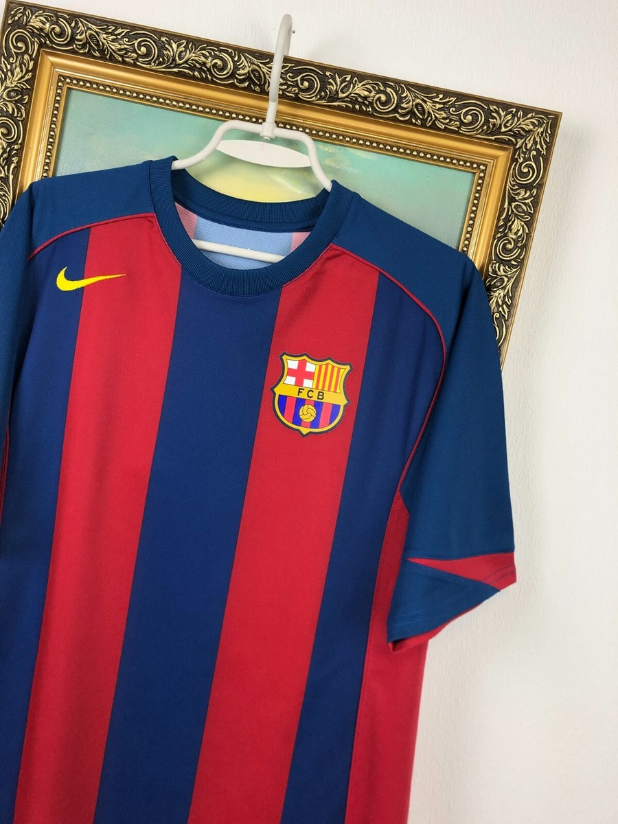 Barcelona Home football shirt 2004 Soccer #7 Larsson Nike Jersey