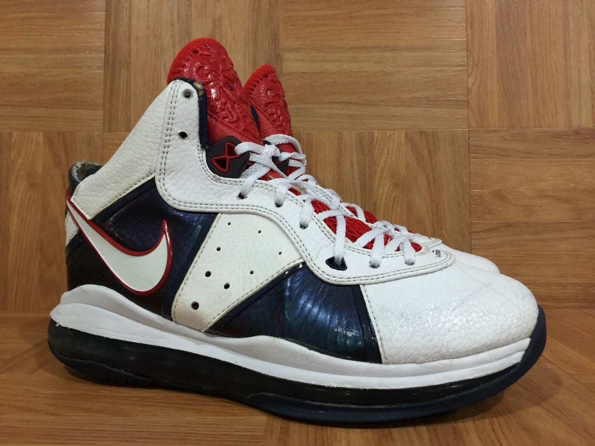 RARE🔥 Nike LeBron 8 VIII Independence Day USA Red Red Blue Sz 5Y