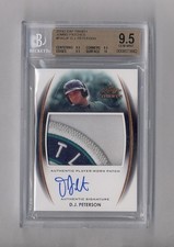 D.J. PETERSON 2014 LEAF TRINITY JUMBO MARINERS LOGO PATCH AUTO RC BGS 9.5 10