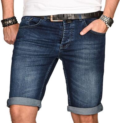 A. Salvarini Herren Designer Jeans Short Slim kurze Hose Shorts Bermuda O108
