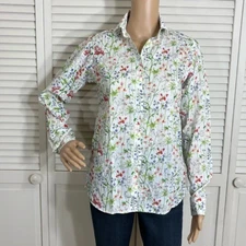 Drake's London Multicolor Floral 100% Cotton Collared Shirt U.S. Size Small