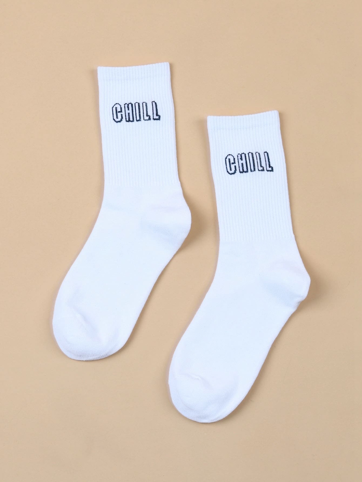 Graphic Chill Typography Crew Socks Funny Socks for Women Novelty Socks Funky