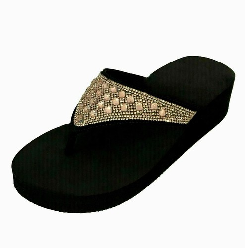 MEMORY FOAM FLIP FLOPS MULTICOLORED RHINESTONES OR GOLD & SILVER DIAMOND BLING - Picture 3 of 11