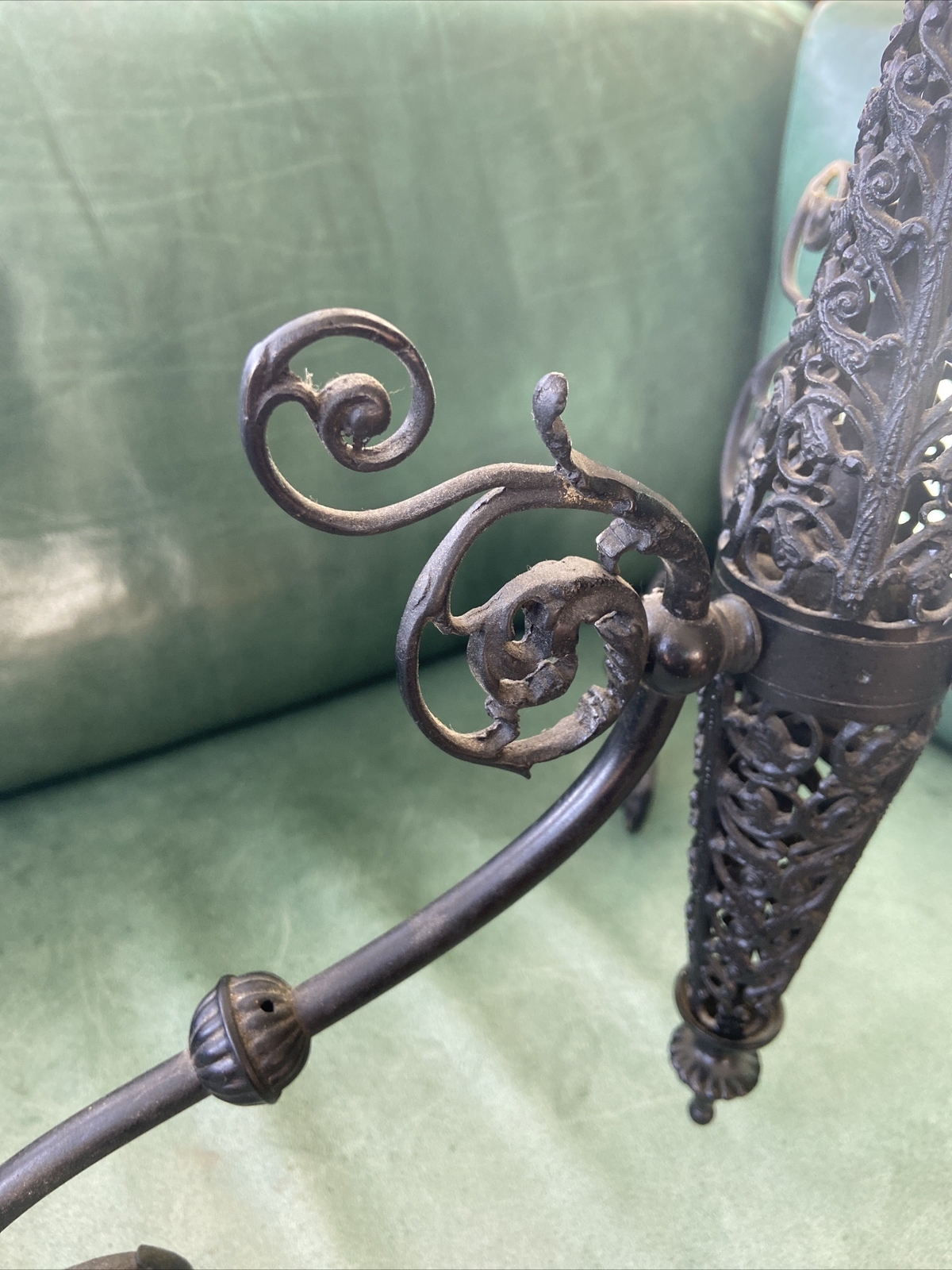 Antique Filigree 3 Light Victorian Brass Electric Fixture Flush Mount Parts eBay