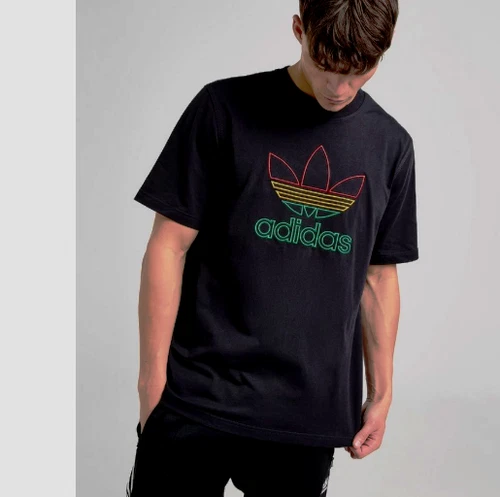ADIDAS ORIGINALS RASTA OUTLINE TREFOIL  T SHIRT BLACK  BNWT  L,XXL  LAST 2