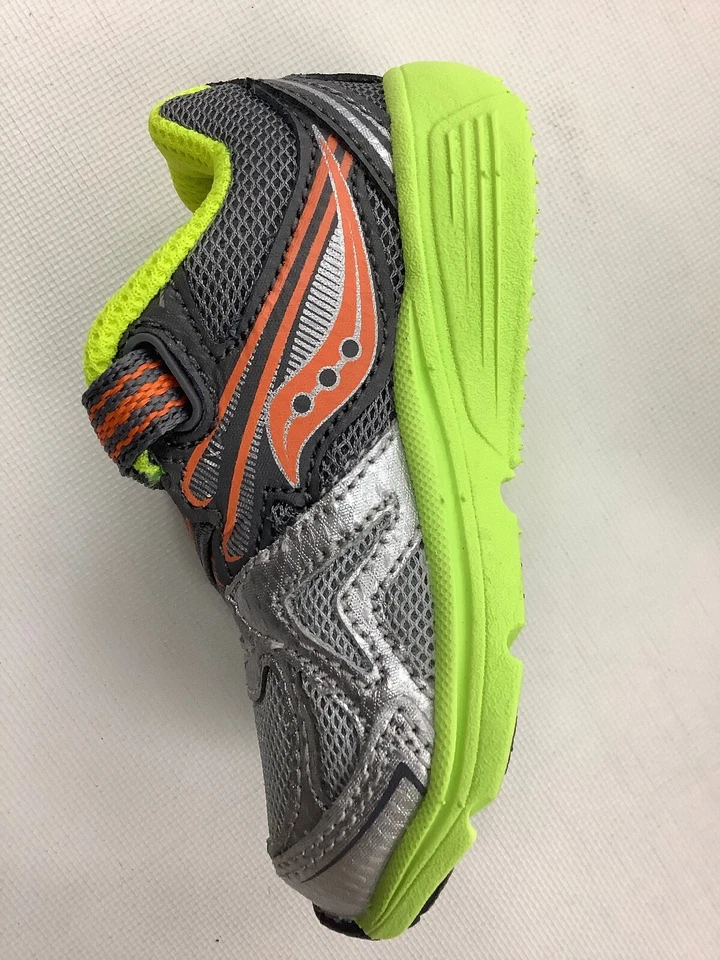 Zapatillas de tenis Saucony bebé niño 4,5 W sin corbata ST55577 plateadas/amarillas/naranja Foto 3 de 4