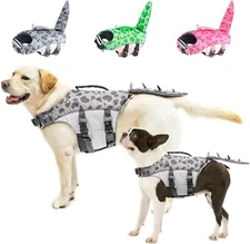 Pet Swimming Water Safety Vest Dog Life Jacket Swimsuit w/ PULL Handle Grey M