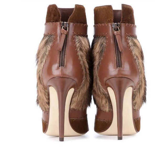 Laidies Stiletto High High High Heels Pointy Toe Ankle Boots Back Zip Fur Leather shoes Sz 06e1ca Laidies Stiletto High High High Heels Pointy Toe Ankle Boots Back Zip Fur Leather shoes Sz 06e1ca