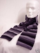 Sciarpa Singola Rigato NERO-GRIGIO 100% Lana Merinos