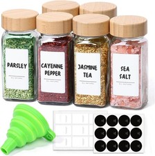 4 Oz 6Pcs Glass Spice Jars with Label, Empty Spice Containers with Bamboo Lids,