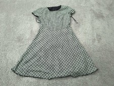Talbots Dress 10 Black White Tweed Fit & Flare Midi Lined Modern Classic