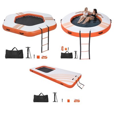 Uimoso Inflatable Floating Dock 8' 10' 8.5' 15'x6.5' w/ Bag & Ladder & Mesh Pool