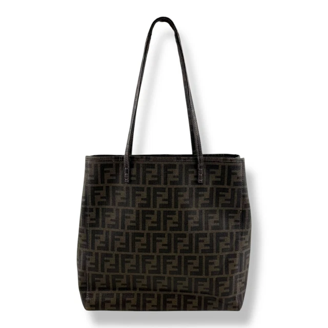 Fendi FF Monogram Zucca Brown Shoulder Tote Handbag