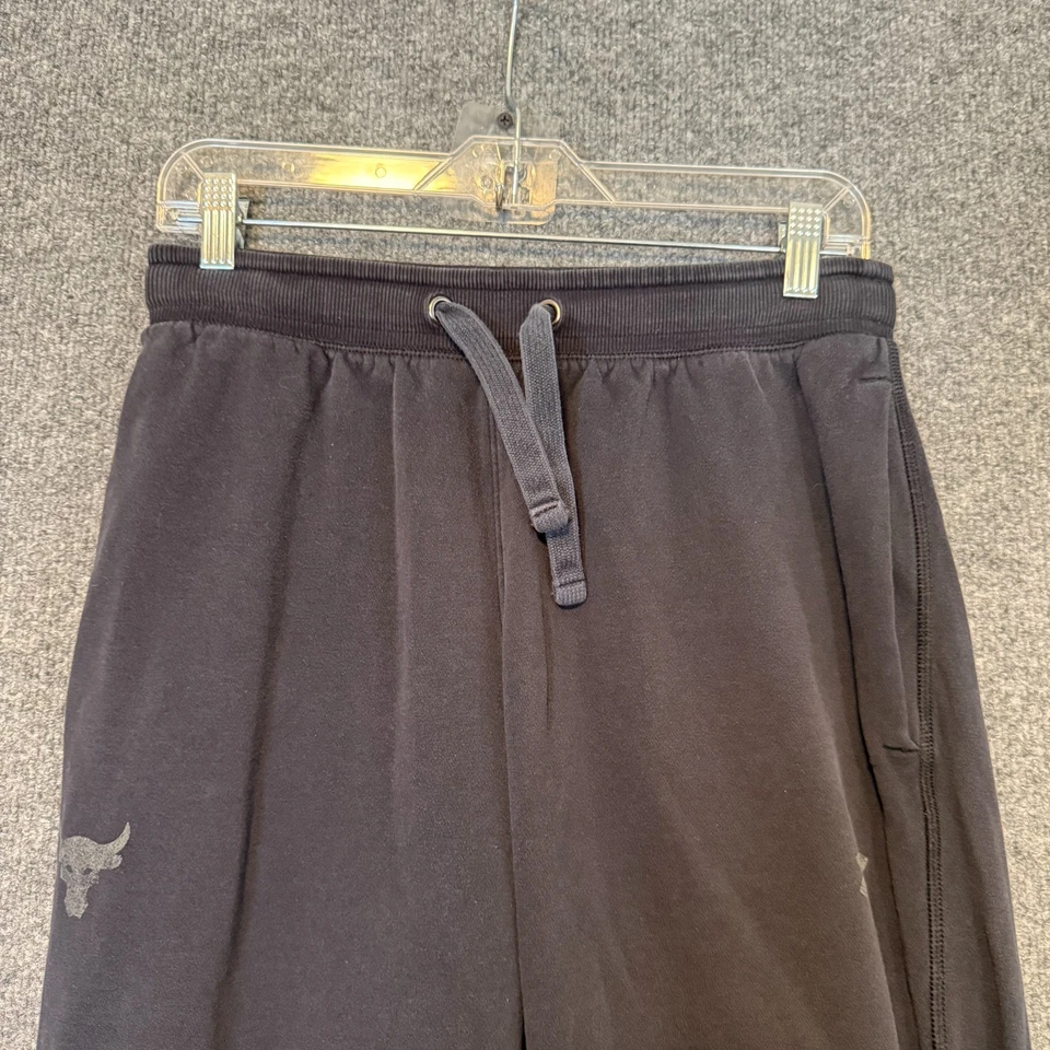 Under Armour Project Rock Pants Mens Medium Black Joggers Sweatpants Fleece - Image 3 of 4