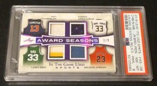 2018 Leaf Game Used Patches Michael Jordan Jabbar Wilt Bird Purple 2/9 PSA 8