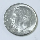 1958 D ROOSEVELT SILVER DIME 90% SILVER UNCIRCULATED COIN FROM SET #7470