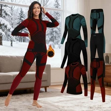 MEETHOO 2pc Womens Thermal Underwear Set Long Johns Top Bottom Fleece Base Layer