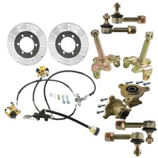 3 Stud Front Wheel Hub Hydraulic Foot Brake Caliper Disc Rotor Tie Rod Go Kart