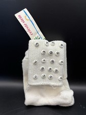 Vintage 1980  s-90  s Celeste Stein Ladies White Bobby Socks W/rhinestone Detail