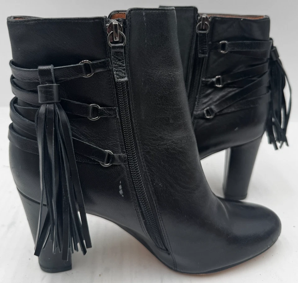 Halogen Sadee Boots Women's Size 8 Black Leather Side Zip Tassel Ankle Boots - Image 3 of 4
