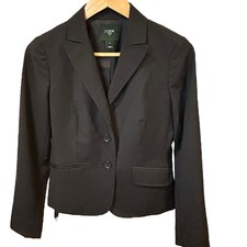 J. CREW Women's 100 Wool Blazer Jacket Size 2 Black Two Button Suiting