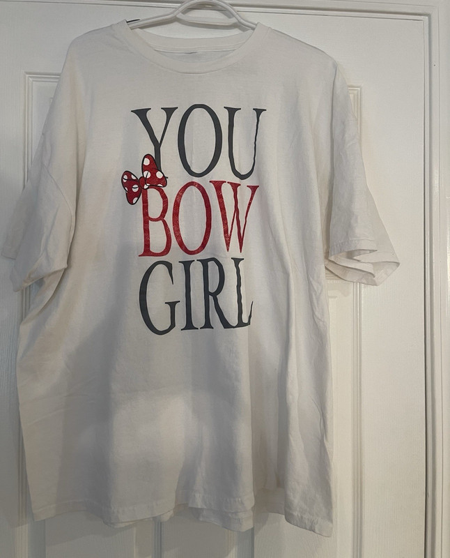 Disney Minnie Mouse "You Bow Girl" Graphic T-Shirt, White, Adult Size 2X