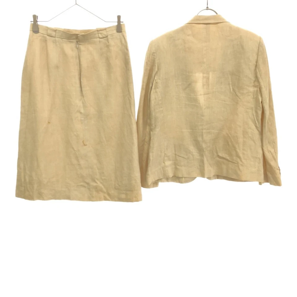 Burberrys 90s lino falda traje configuración 13AB2 beige mujer vieja Foto 2 de 4