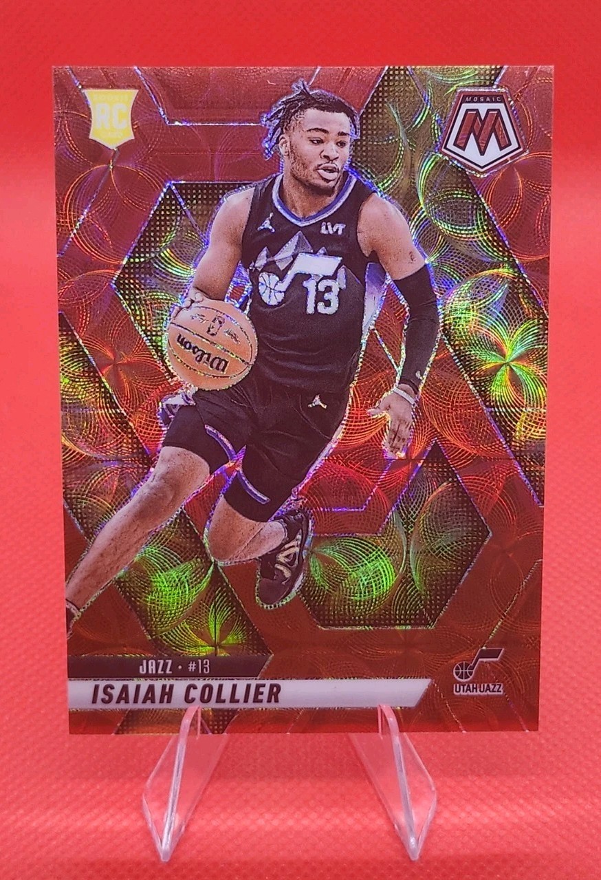 2024-25 Panini Mosaic Isaiah Collier #222 International Red Mosaic /75 RC