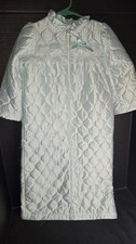 Nite Lees Girl  s Vintage Sz 6 Baby Blue Satin Pin Striped Quilt Zippered Robe