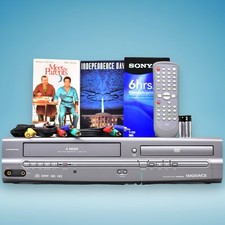 Magnavox MWD2205 DVD VCR Combo VHS Player Remote, cables, movies, Bundle