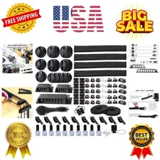 Ultimate 192 PCS Cable Organizer Kit - 4 Sleeves, 100 Ties & Self-Adhesive Clips