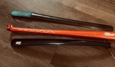 Lot of 3 Large Sturdy Shoehorns: Features an Extra Long Handle. Vtg.