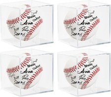 Baseball Display Case 4 Pack UV Protected Acrylic Square Baseball Holder Clear