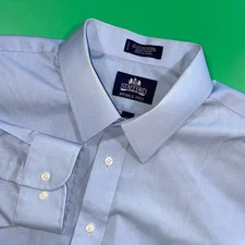 Stafford Super Shirt Mens 18 1/2 34-35 Long Sleeve Button Down Dress Shirt Blue